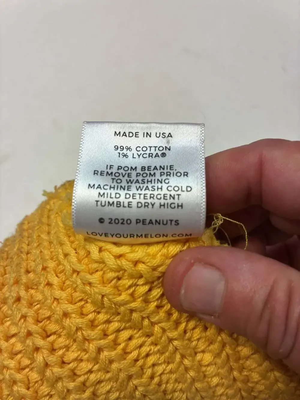 Love Your Melon Peanuts Charlie Brown Yellow Knit Beanie with Black Pom